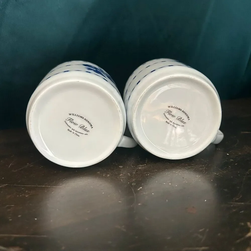 Flow Blue by Williams Sonoma 2 Ceramic Coffee Cups